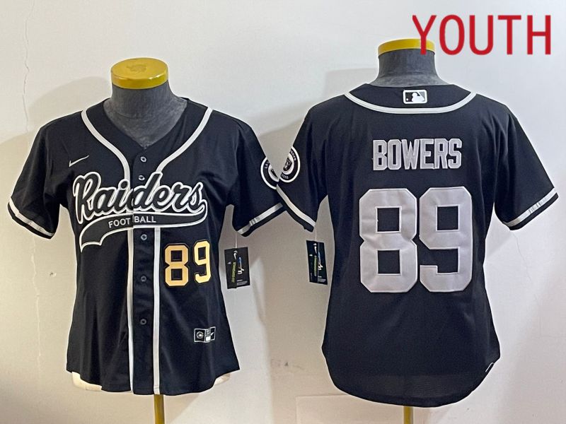 Youth Oakland Raiders 89 Bowers Black Joint Name 2024 Nike Limited NFL Jersey style 6